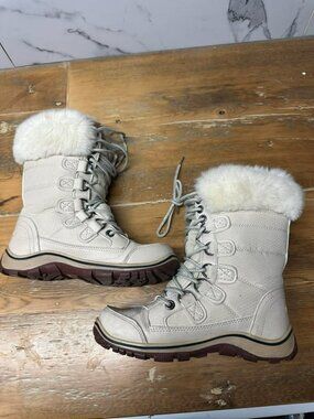 RIVERLAND Women’s Winter Boots 37EU / 6US Beige – Warm Fur Snow Boots